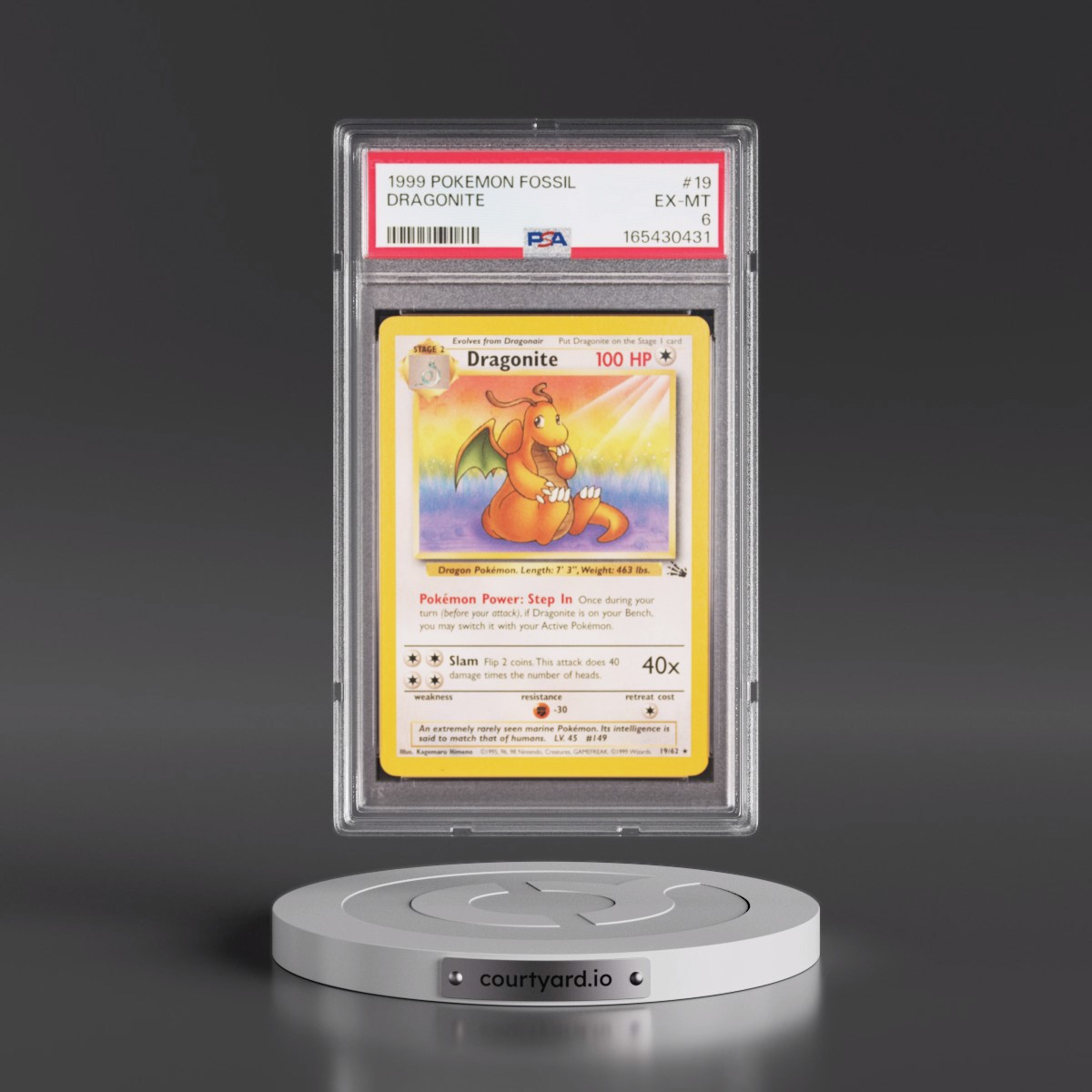 1999 Pokémon Fossil Dragonite #19 PSA 6