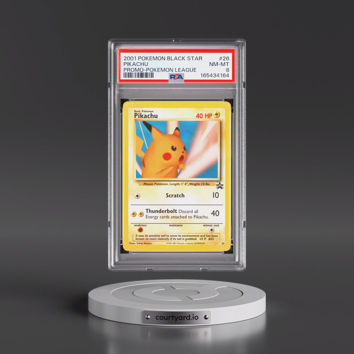 2001 Pokémon Promo Black Star Pikachu - Pokemon League #26 PSA 8