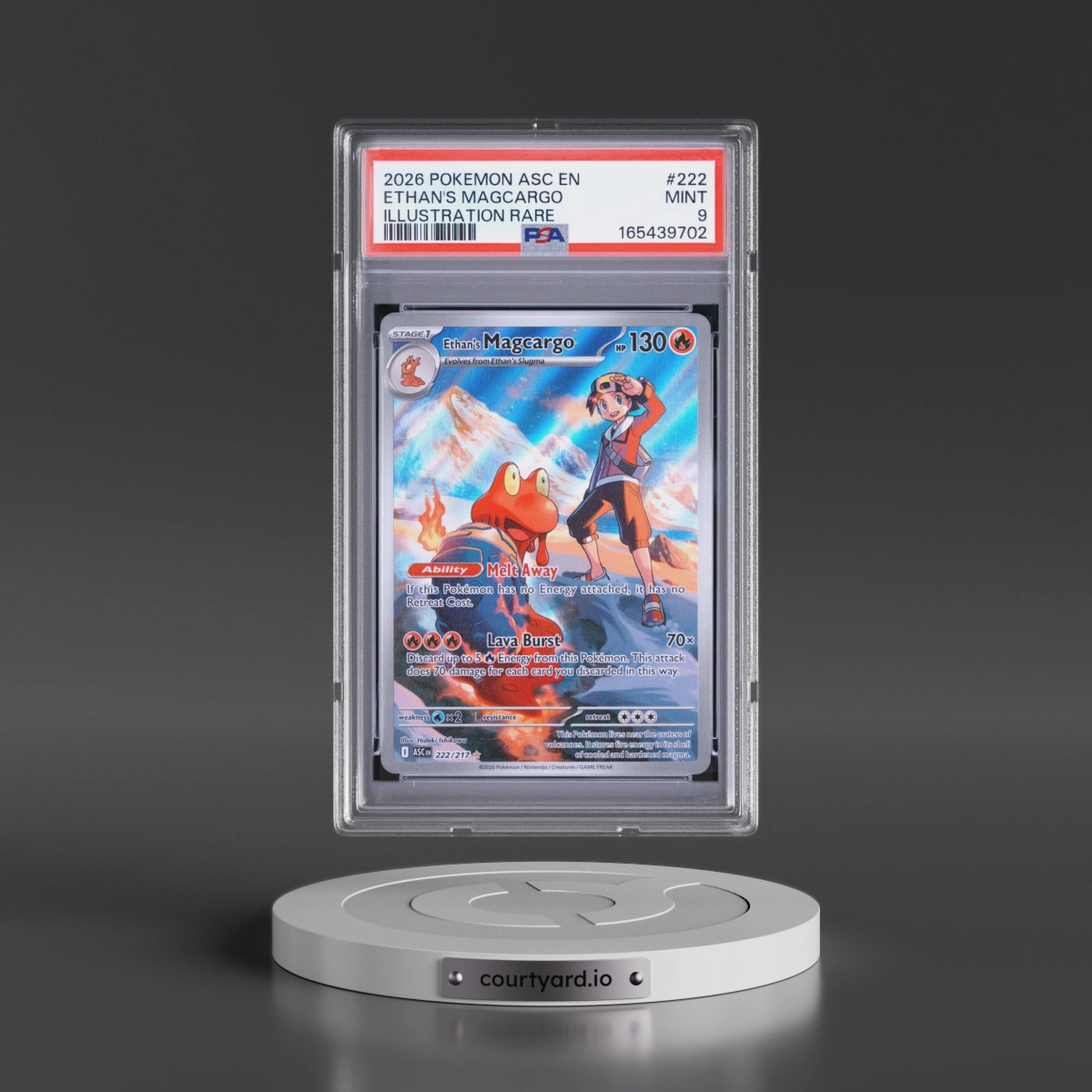 2026 Pokémon Asc EN-Ascended Heroes #222 Ethan's Magcargo - Illustration Rare (PSA 9 MINT)