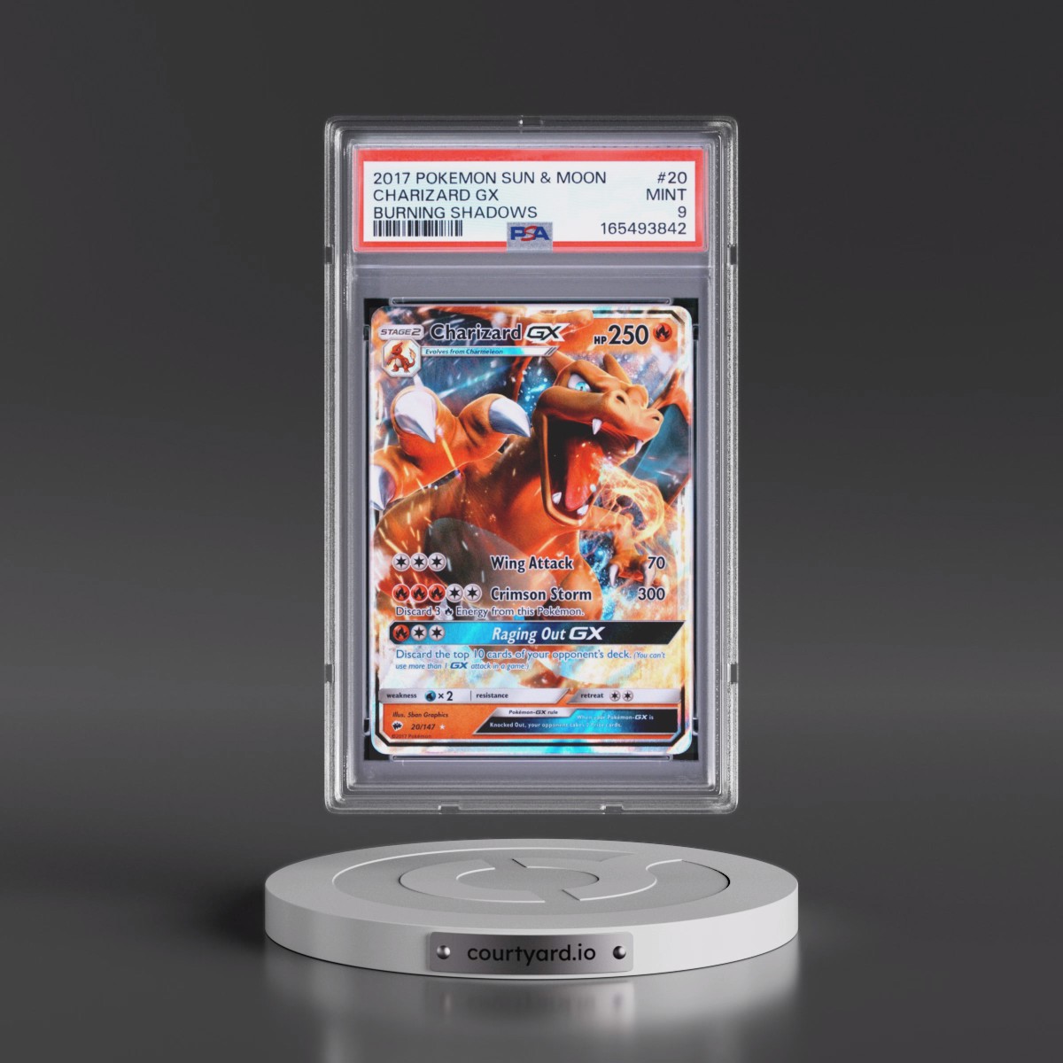 2017 Pokémon Sun & Moon Burning Shadows #20 Charizard GX - Holo (PSA 9 MINT)