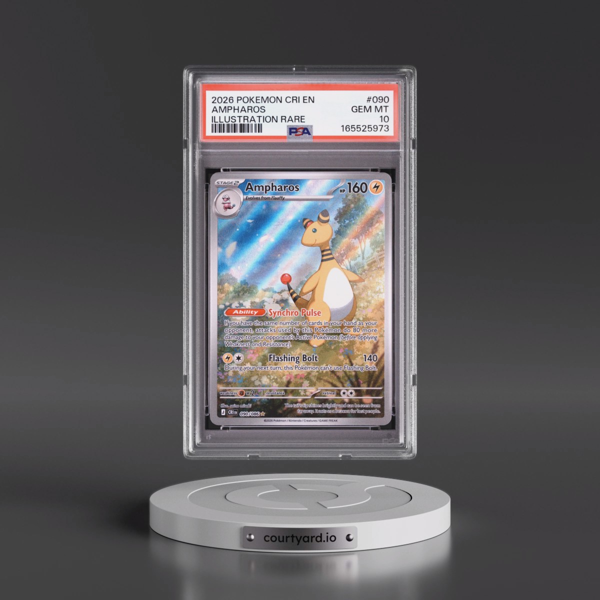 2026 Pokémon Cri EN-Chaos Rising #090 Ampharos - Illustration Rare (PSA 10 GEM MINT)