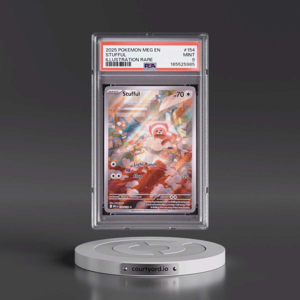 2025 Pokémon Meg EN-Mega Evolution #154 Stufful - Illustration Rare (PSA 9 MINT)