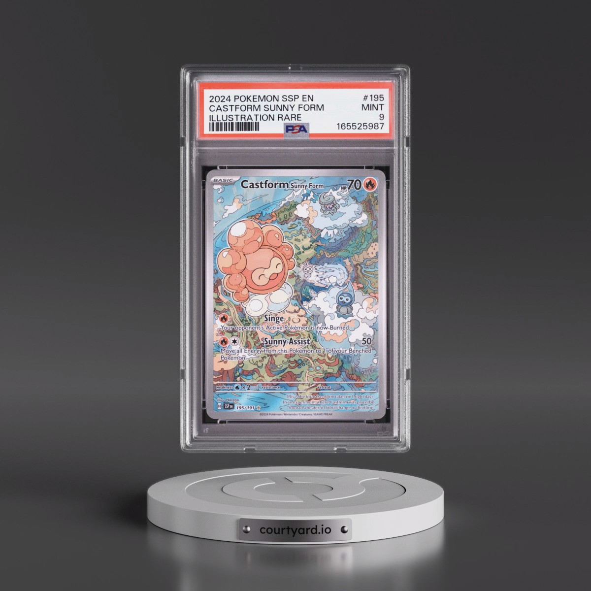 2024 Pokémon Ssp EN-Surging Sparks #195 Castform Sunny Form - Illustration Rare (PSA 9 MINT)