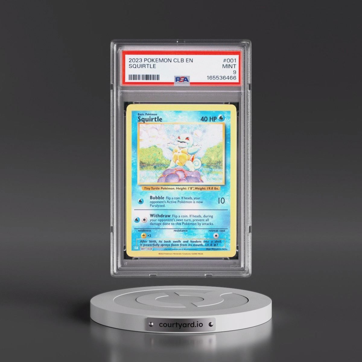 2023 Pokémon Clb-Trading Card Game Classic Blastoise & Suicune EX Deck #001 Squirtle (PSA 9 MINT)