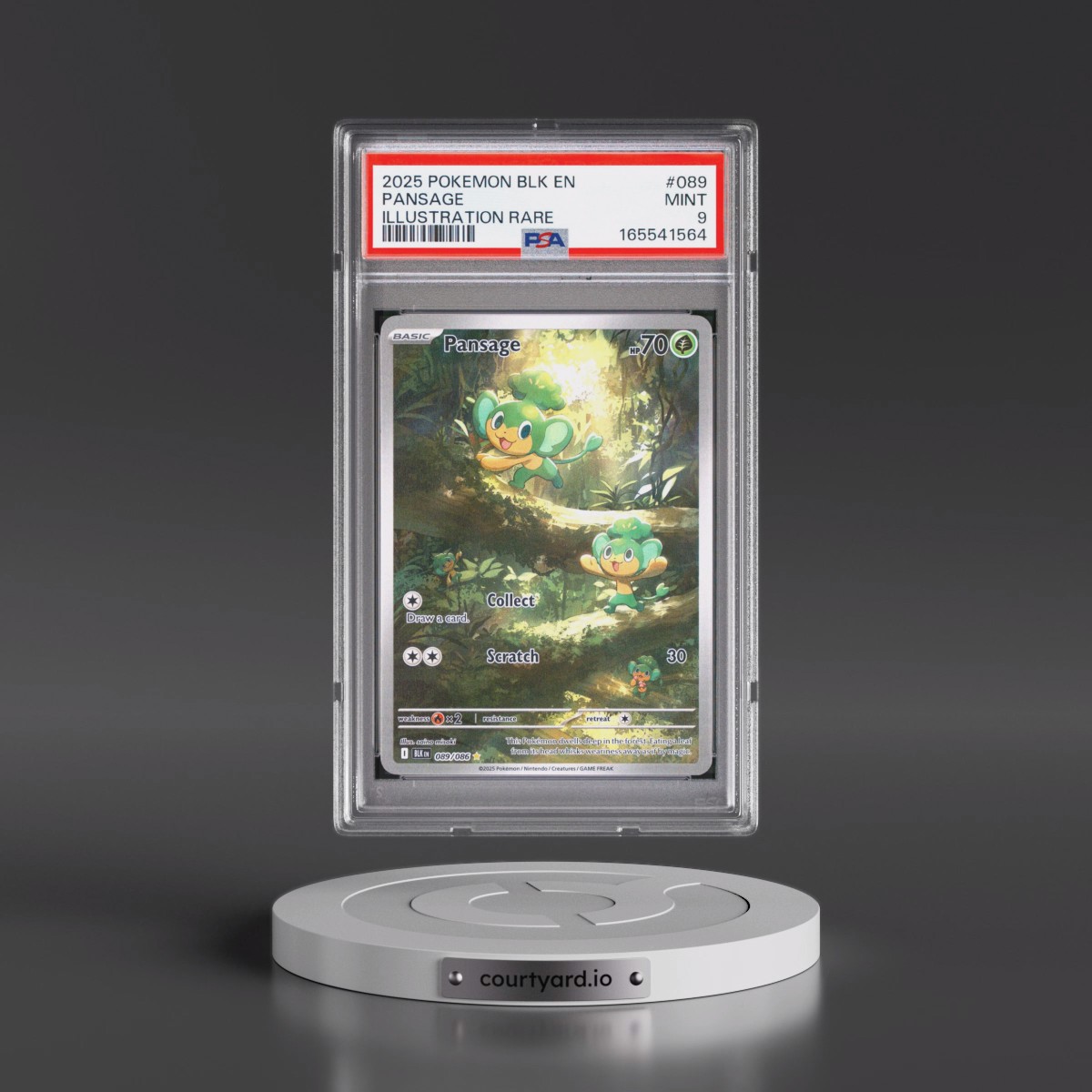 2025 Pokémon Blk EN-Black Bolt #089 Pansage - Illustration Rare (PSA 9 MINT)