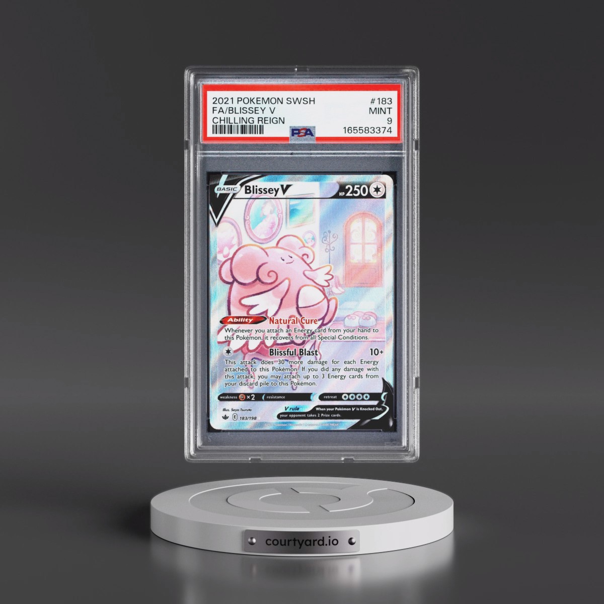 2021 Pokémon Sword & Shield Chilling Reign #183 Blissey V - Holo Full Art (PSA 9 MINT)