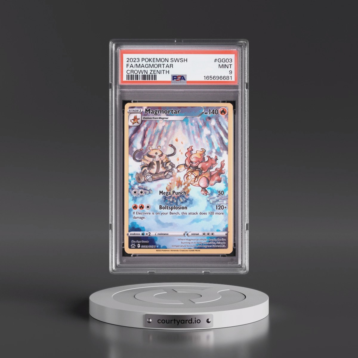 2023 Pokémon Sword and Shield Crown Zenith #GG03 Magmortar - Full Art (PSA 9 MINT)