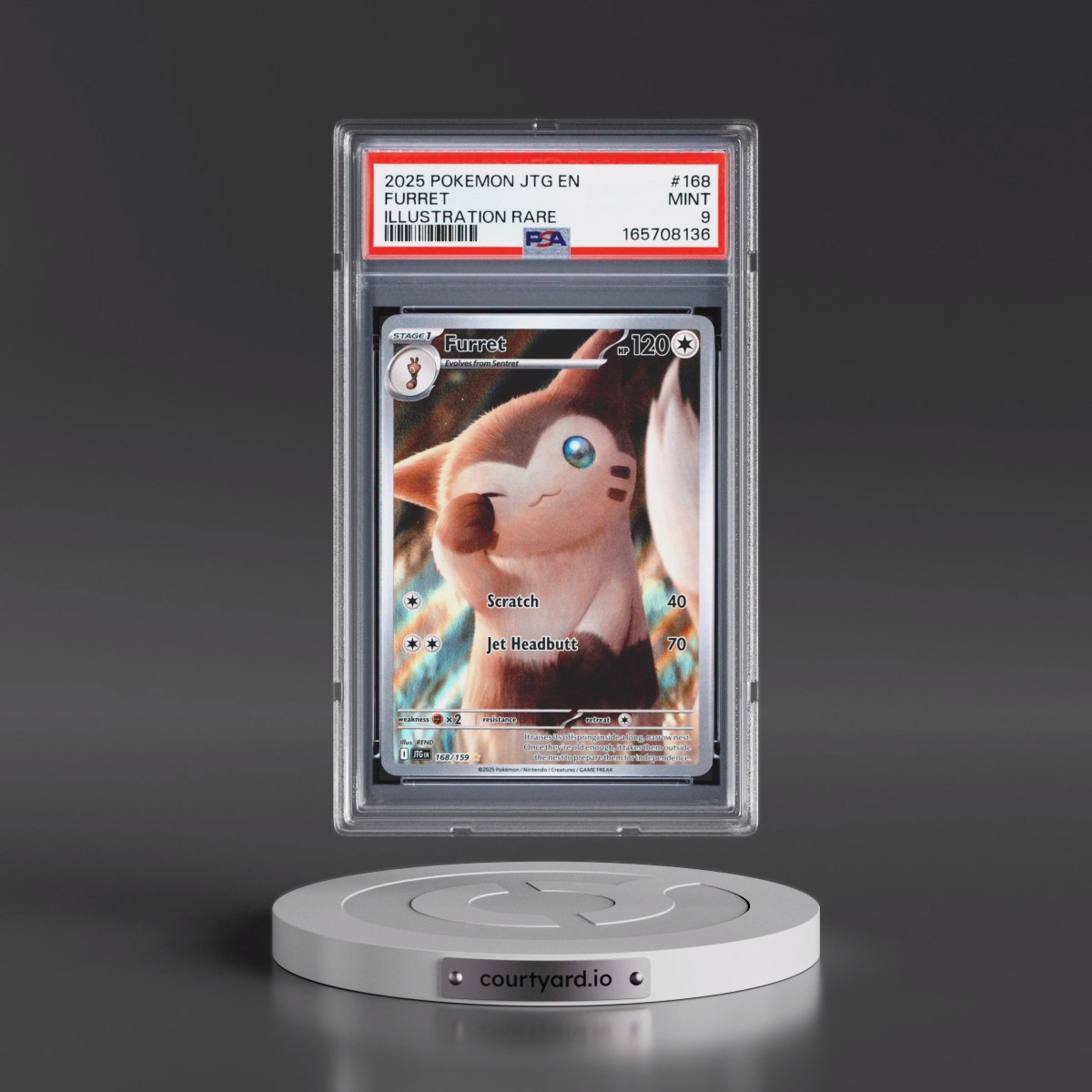 2025 Pokémon Jtg EN-Journey Together #168 Furret - Illustration Rare (PSA 9 MINT)