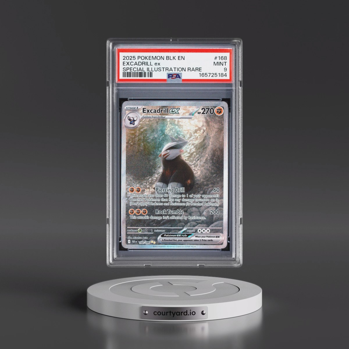 2025 Pokémon Blk EN-Black Bolt #168 Excadrill EX - Holo Special Illustration Rare (PSA 9 MINT)