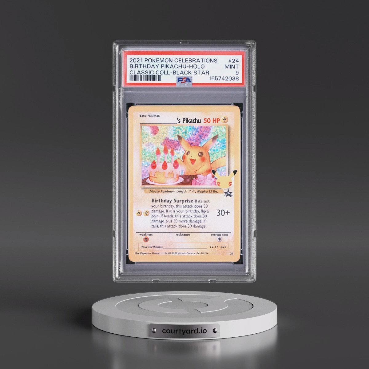 2021 Pokémon Celebrations Classic Collection #24 Birthday Pikachu - Holo (PSA 9 MINT)