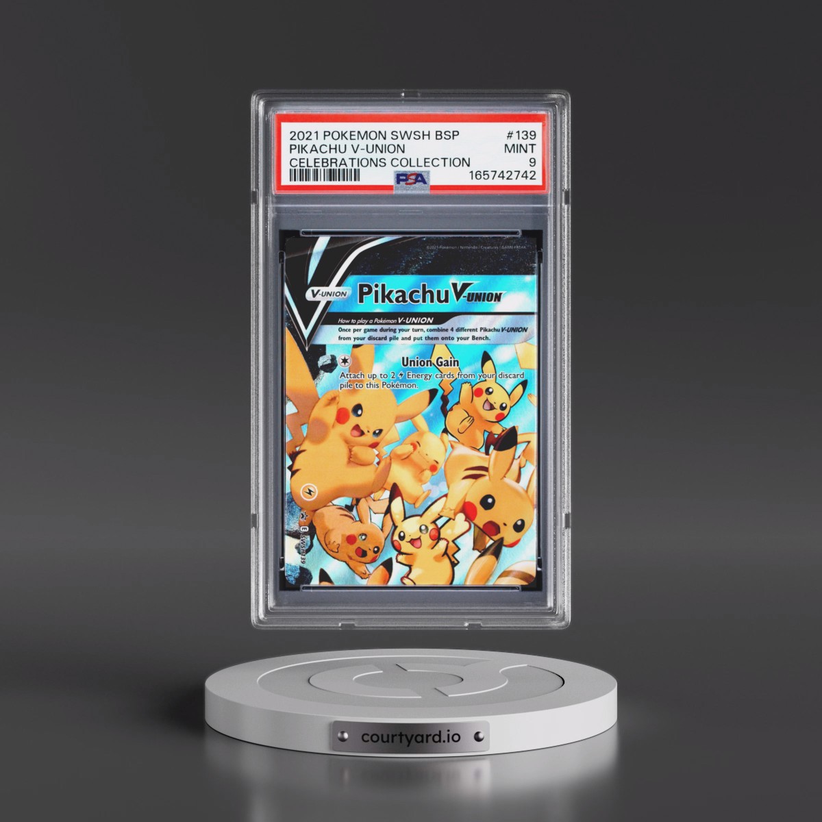 2021 Pokémon Swsh Black Star Promo #139 Pikachu V-Union - Celebrations Collection (PSA 9 MINT)