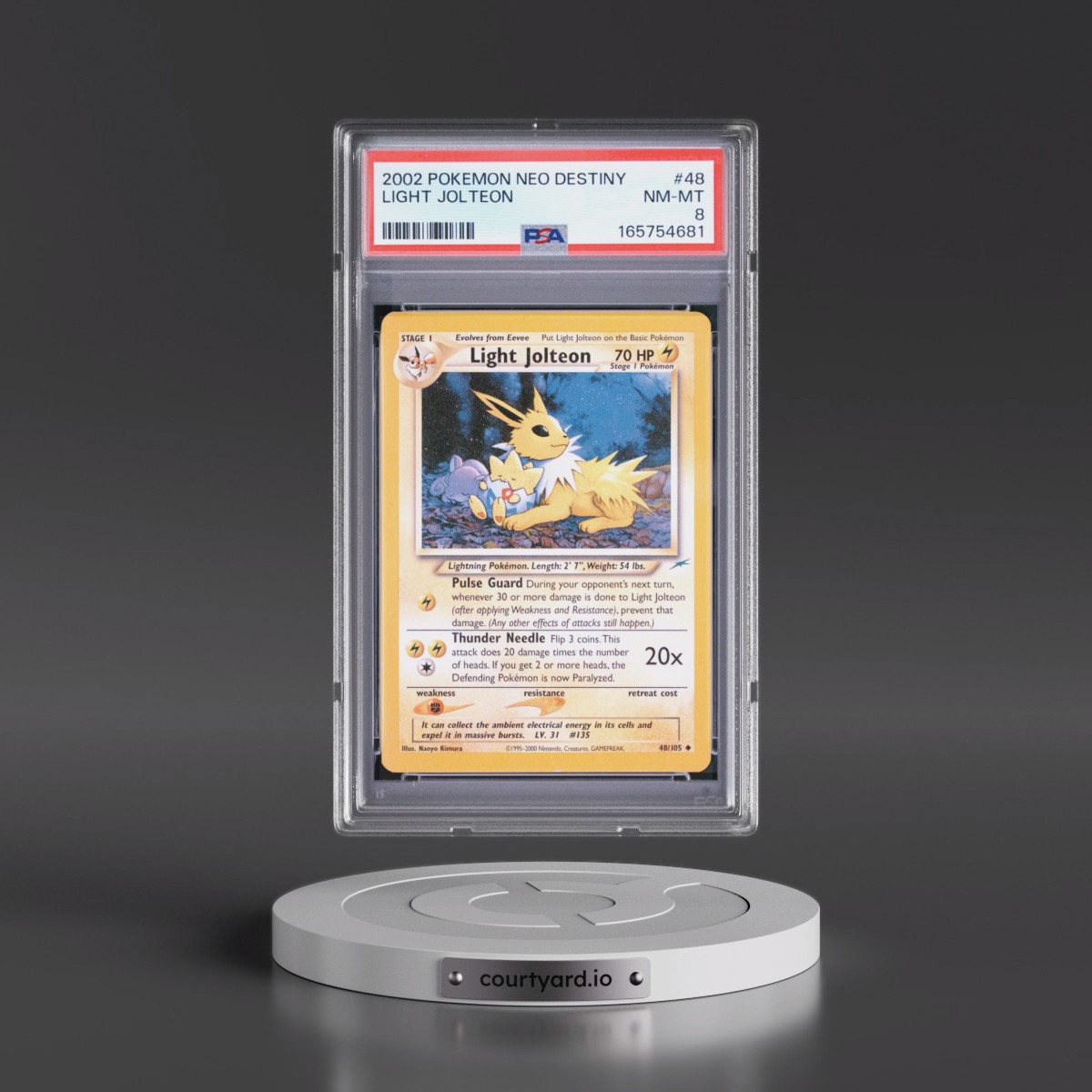 2002 Pokémon Neo Destiny #48 Light Jolteon (PSA 8 NM-MT)