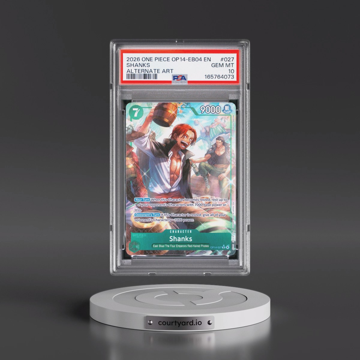 2026 One Piece OP14-EB04-the Azure Sea's Seven #027 Shanks - Alternate Art (PSA 10 GEM MINT)