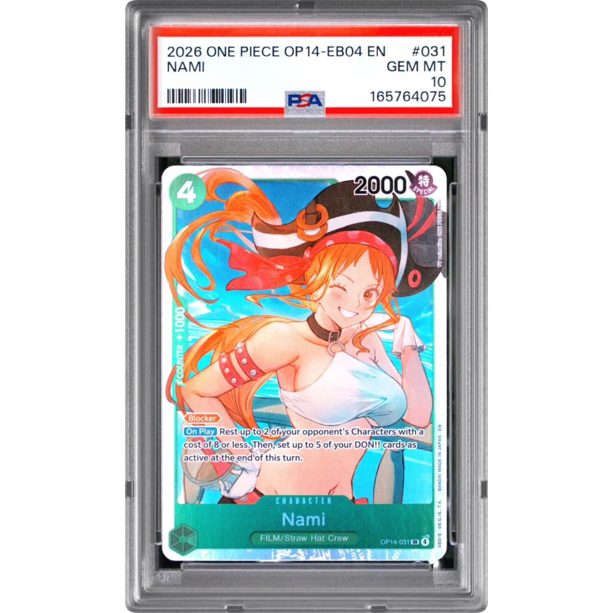 2026 One Piece OP14-EB04-the Azure Sea's Seven #031 Nami (PSA 10 GEM MINT)