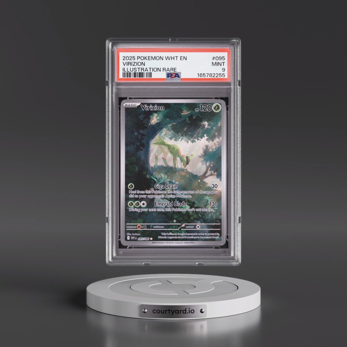 2025 Pokémon Wht EN-White Flare #095 Virizion - Illustration Rare (PSA 9 MINT)