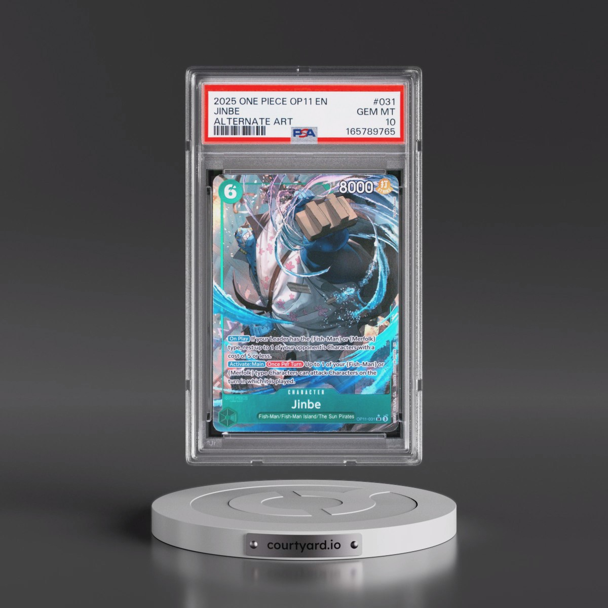 2025 One Piece OP11-A Fist of Divine Speed #031 Jinbe - Alternate Art (PSA 10 GEM MINT)