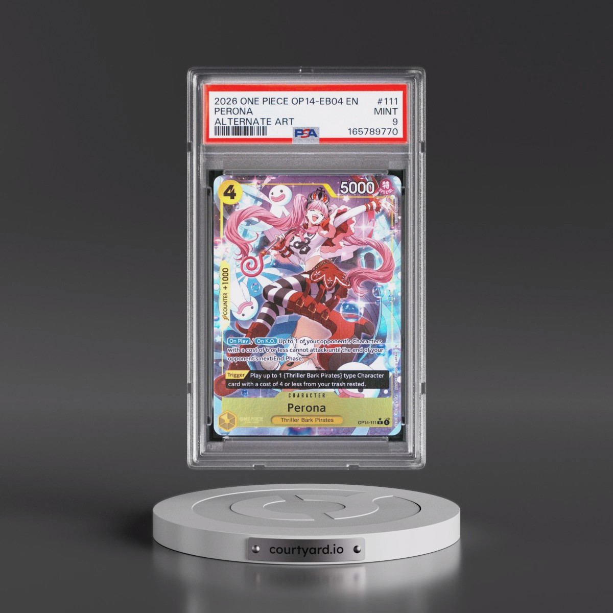 2026 One Piece OP14-EB04-the Azure Sea's Seven #111 Perona - Alternate Art (PSA 9 MINT)
