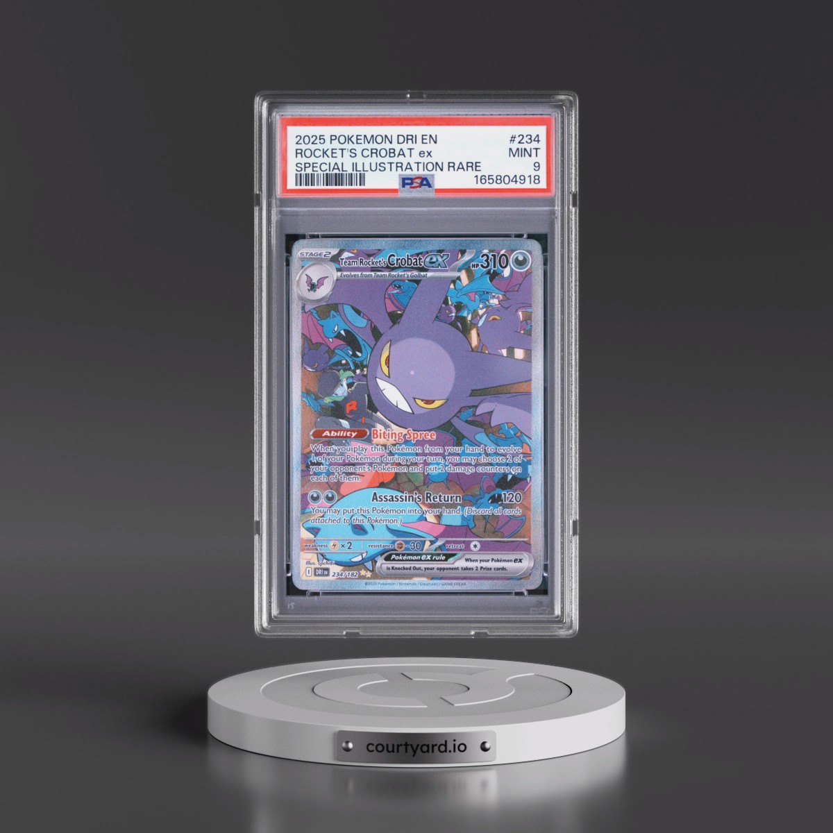 2025 Pokémon Dri EN-Destined Rivals #234 Team Rocket's Crobat EX - Holo Special Illustration Rare (PSA 9 MINT)