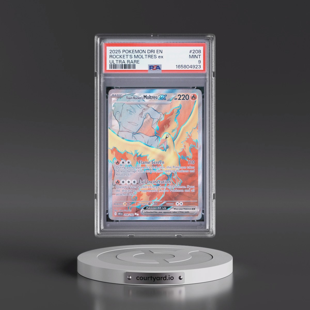 2025 Pokémon Dri EN-Destined Rivals #208 Team Rocket's Moltres EX - Holo Ultra Rare (PSA 9 MINT)