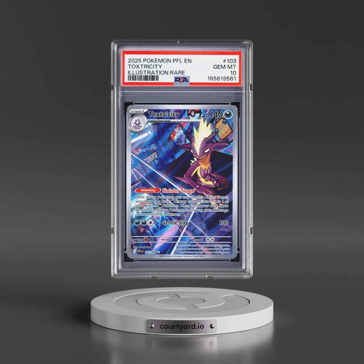 2025 Pokémon Pfl EN-Phantasmal Flames #103 Toxtricity - Illustration Rare (PSA 10 GEM MINT)