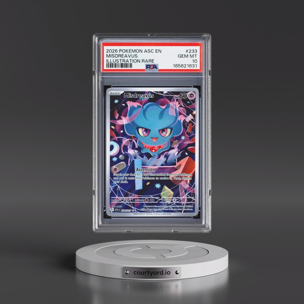 2026 Pokémon Asc EN-Ascended Heroes #233 Misdreavus - Illustration Rare (PSA 10 GEM MINT)