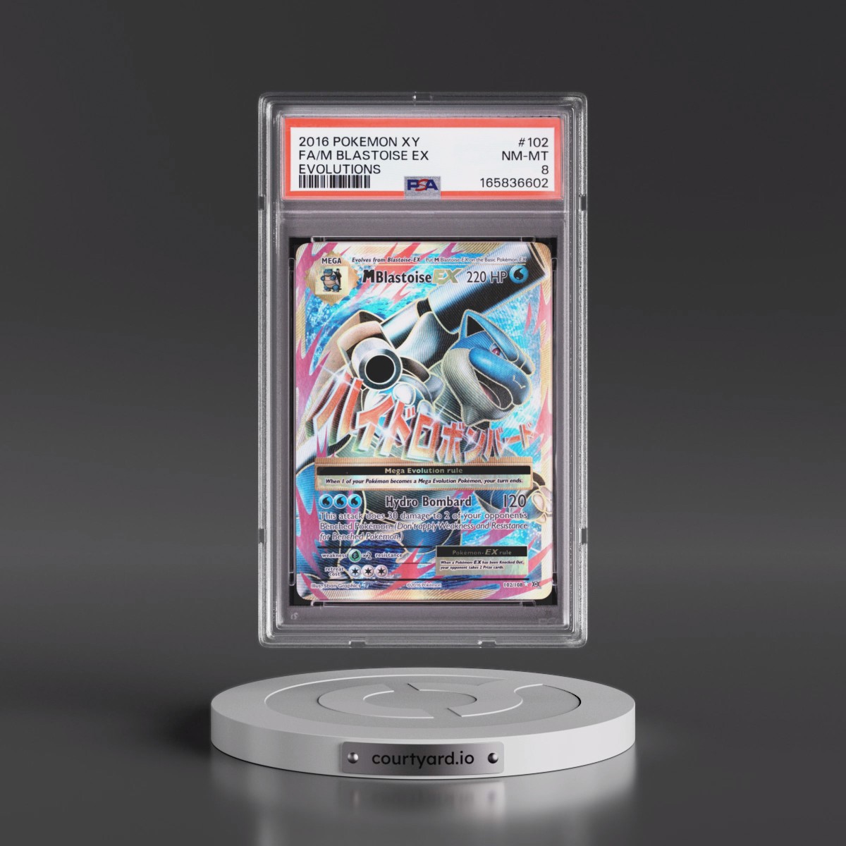 2016 Pokémon XY Evolutions #102 M Blastoise EX - Holo Full Art (PSA 8 NM-MT)