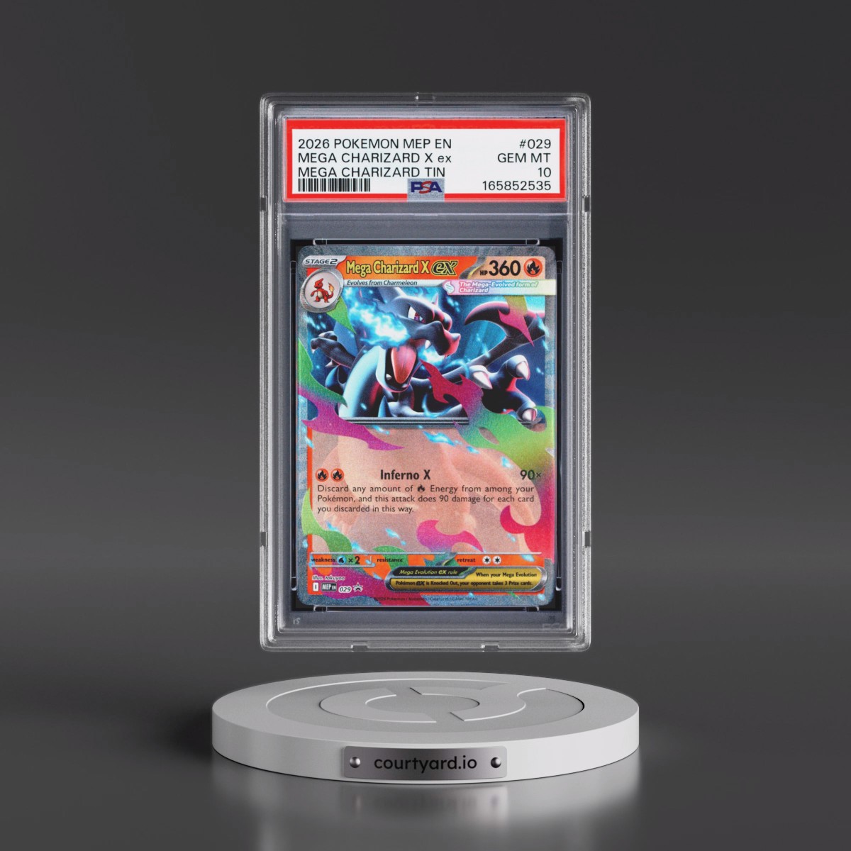 2026 Pokémon Mep EN-Me Black Star Promo #029 Mega Charizard X EX - Holo Mega Charizard Tin (PSA 10 GEM MINT)