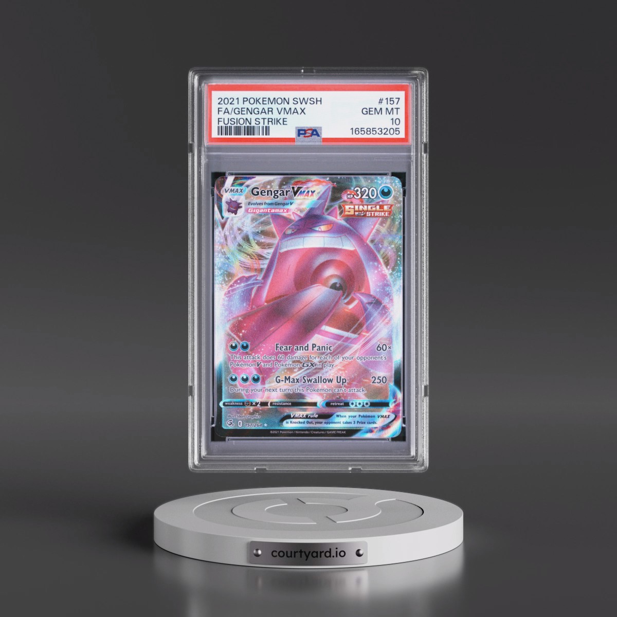 2021 Pokémon Sword & Shield Fusion Strike #157 Gengar Vmax - Full Art (PSA 10 GEM MINT)