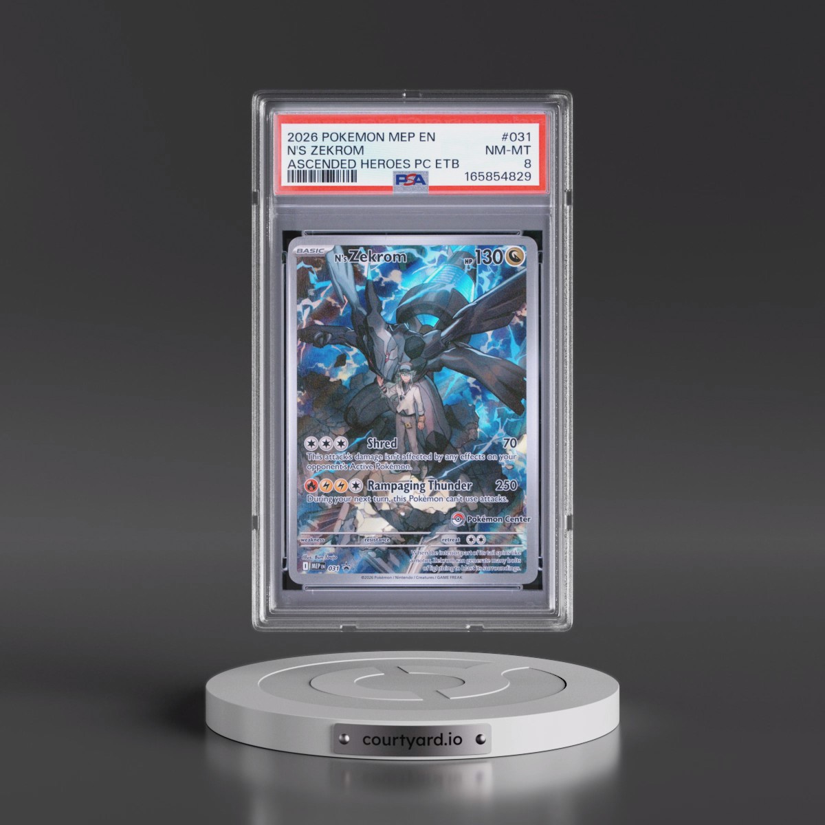 2026 Pokémon Mep EN-Me Black Star Promo #031 N's Zekrom - Ascended Heroes Pokemon Center Elite Trainer Box (PSA 8 NM-MT)