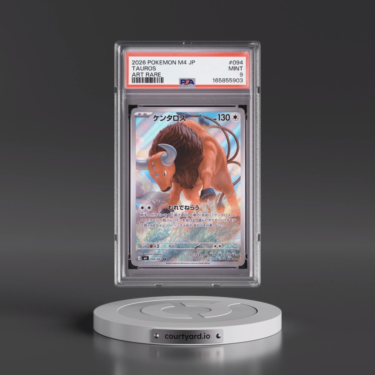 2026 Pokémon M4-Ninja Spinner #094 Tauros - Art Rare (PSA 9 MINT)