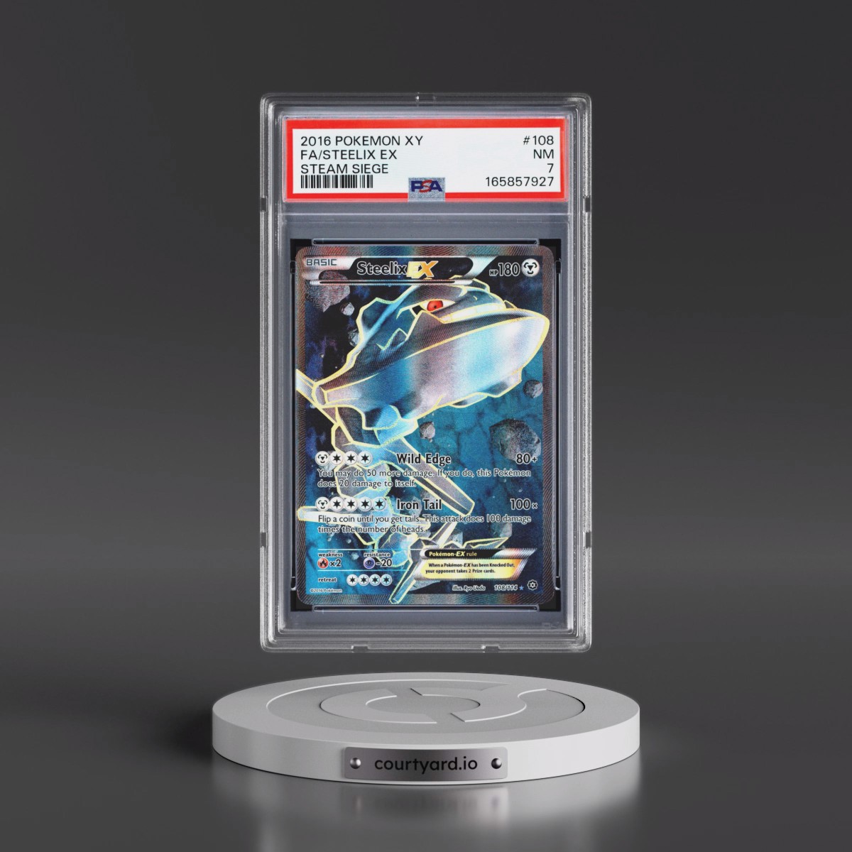 2016 Pokémon XY Steam Siege #108 Steelix EX - Holo Full Art (PSA 7 NM)