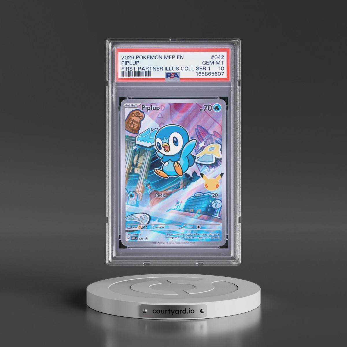 2026 Pokémon Mep EN-Me Black Star Promo #042 Piplup - First Partner Illustration Collection Series 1 (PSA 10 GEM MINT)