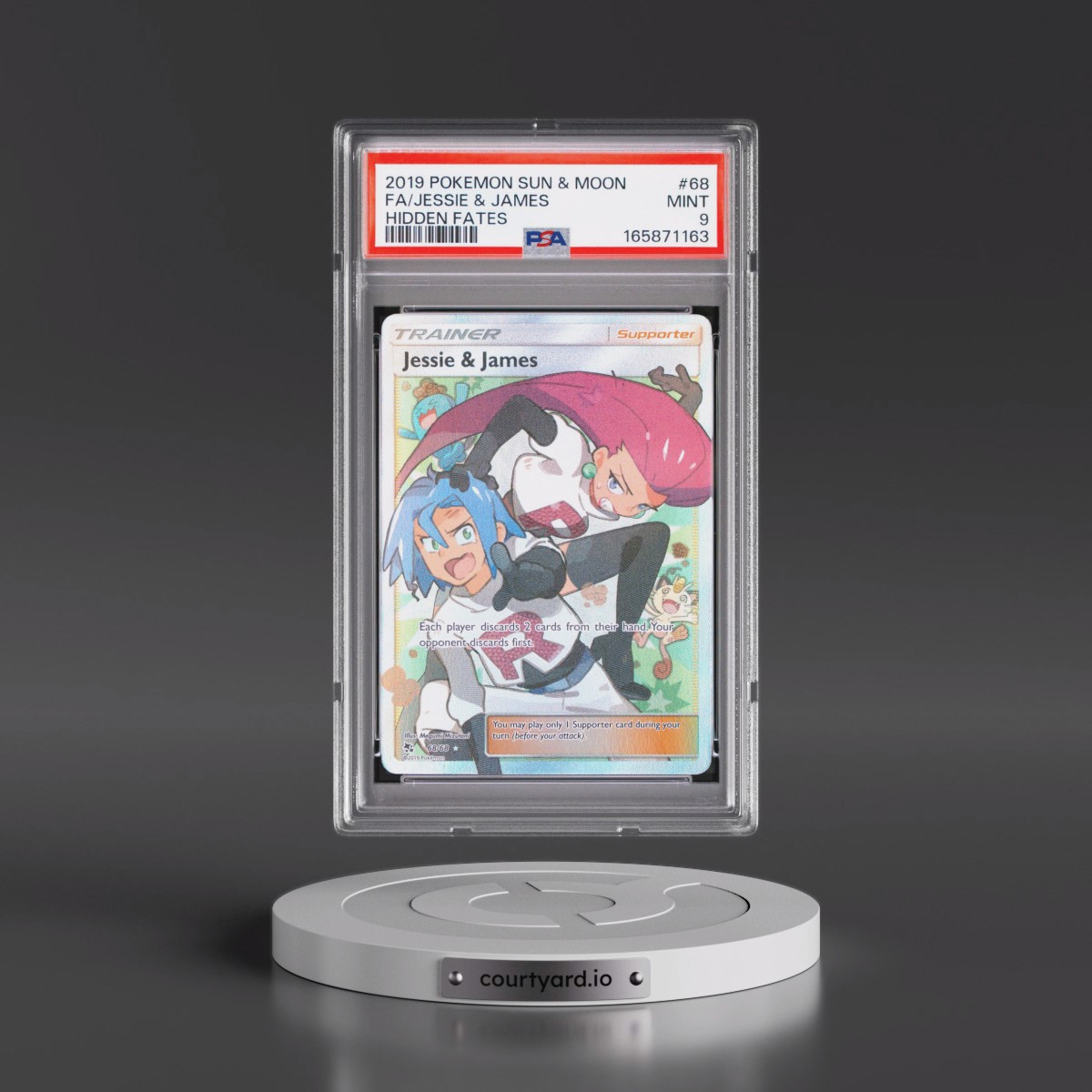 2019 Pokémon Sun & Moon Hidden Fates #68 Jessie & James - Full Art (PSA 9 MINT)