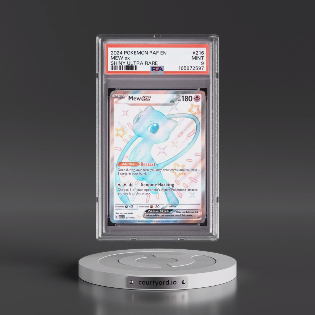 2024 Pokémon Paf EN-Paldean Fates #216 Mew EX - Holo Shiny Ultra Rare (PSA 9 MINT)