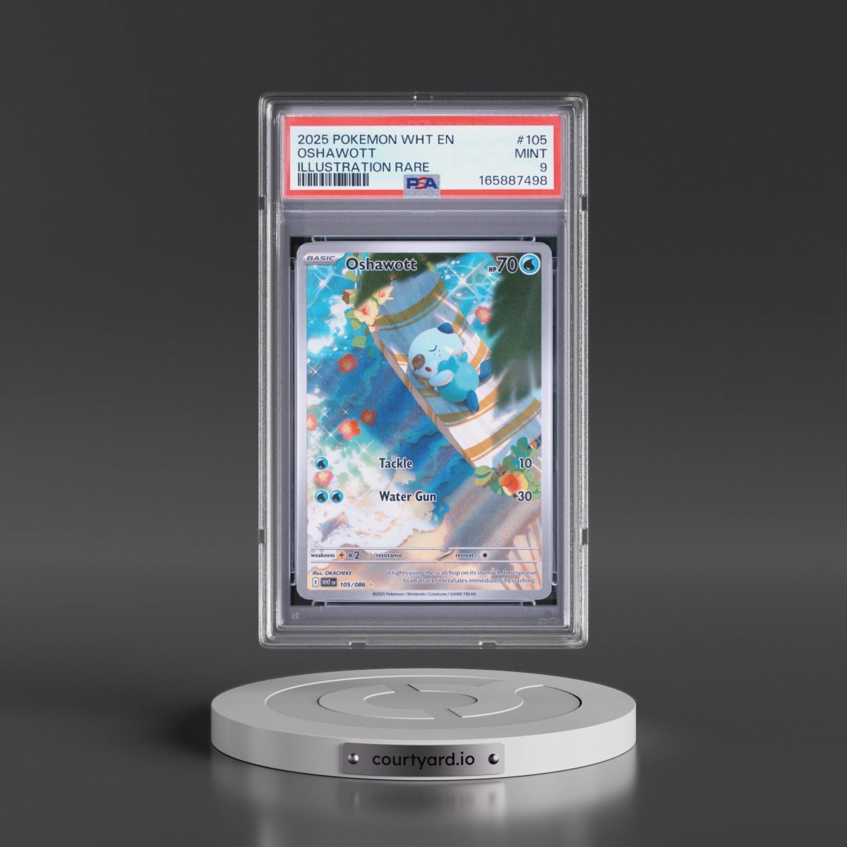 2025 Pokémon Wht EN-White Flare #105 Oshawott - Illustration Rare (PSA 9 MINT)