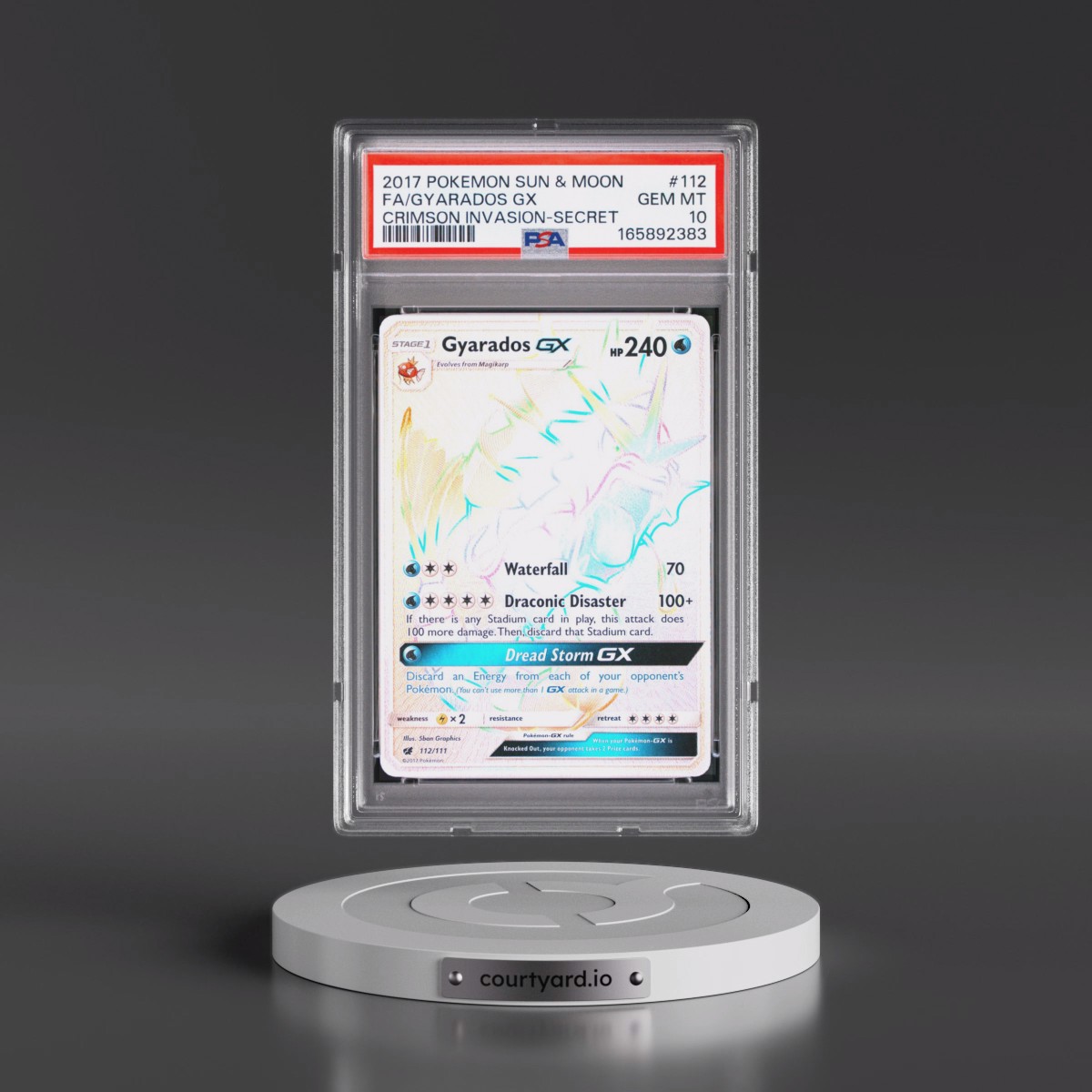 2017 Pokémon Sun & Moon Crimson Invasion #112 Gyarados GX - Holo Full Art Secret (PSA 10 GEM MINT)