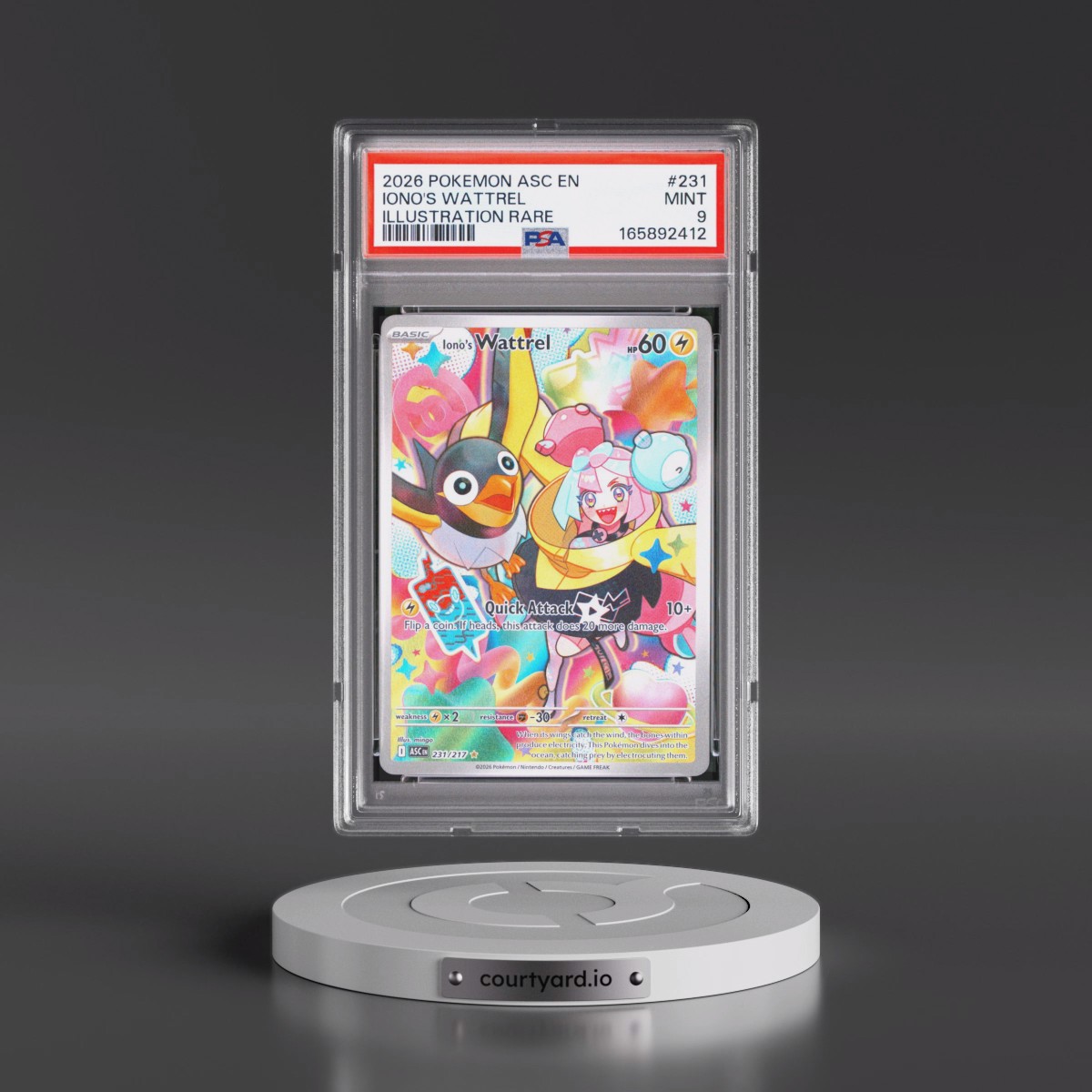 2026 Pokémon Asc EN-Ascended Heroes #231 Iono's Wattrel - Illustration Rare (PSA 9 MINT)