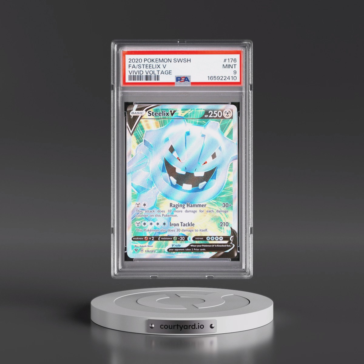 2020 Pokémon Sword & Shield Vivid Voltage #176 Steelix V - Holo Full Art (PSA 9 MINT)