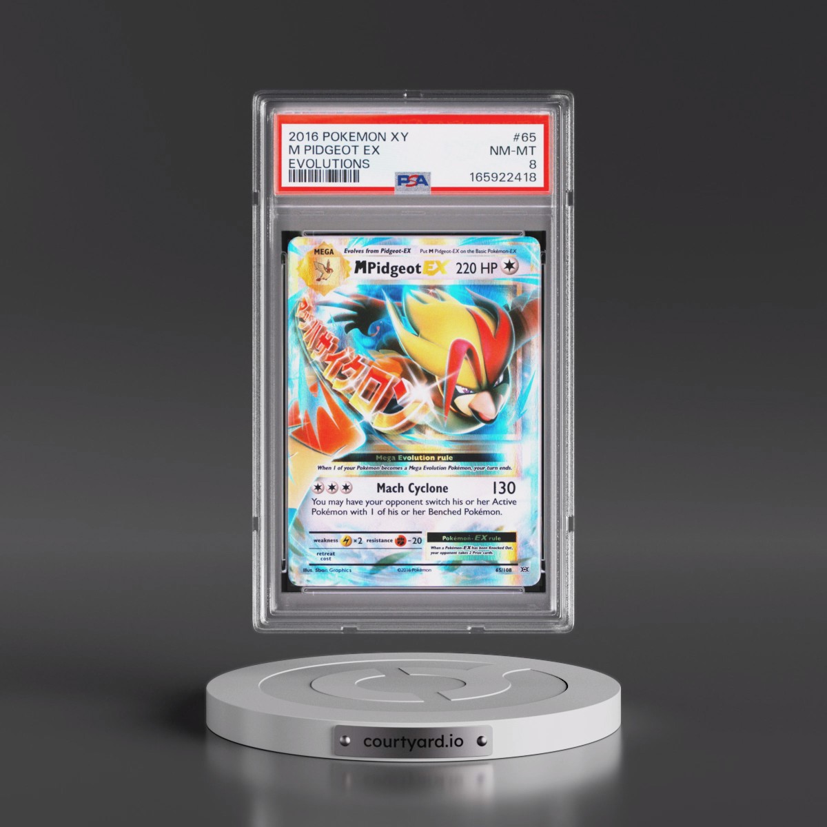 2016 Pokémon XY Evolutions #65 M Pidgeot EX - Holo (PSA 8 NM-MT)