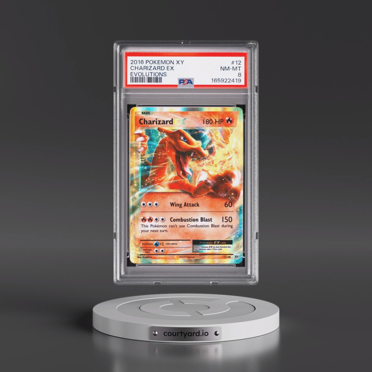 2016 Pokémon XY Evolutions #12 Charizard EX - Holo (PSA 8 NM-MT)