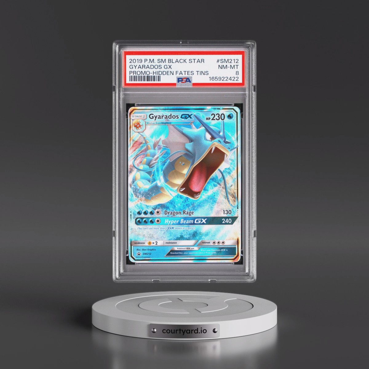 2019 Pokémon SM Black Star Promo #SM212 Gyarados GX - Holo Hidden Fates Tins (PSA 8 NM-MT)