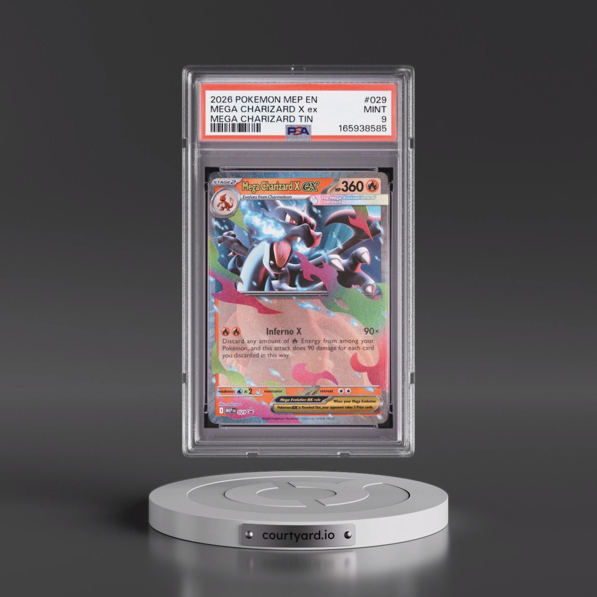 2026 Pokémon Mep EN-Me Black Star Promo #029 Mega Charizard X EX - Holo Mega Charizard Tin (PSA 9 MINT)