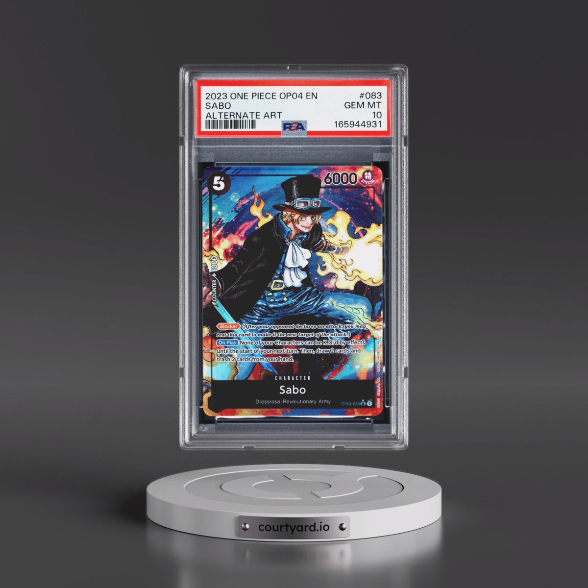 2023 One Piece OP04-Kingdoms of Intrigue #083 Sabo - Alternate Art (PSA 10 GEM MINT)
