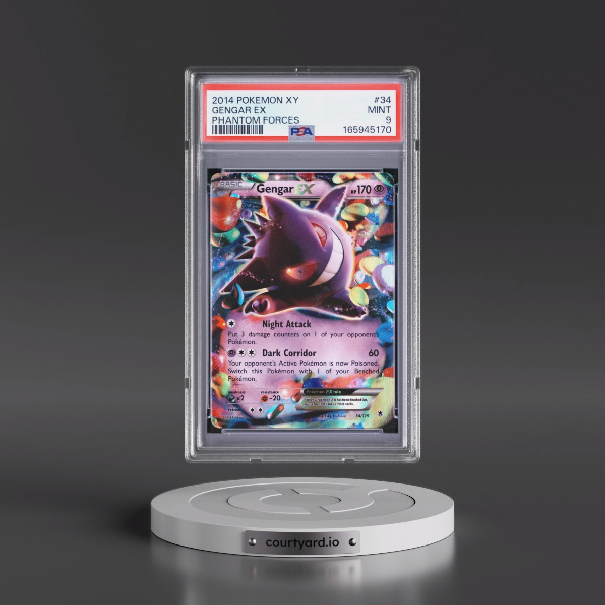 2014 Pokémon XY Phantom Forces #34 Gengar EX - Holo (PSA 9 MINT)