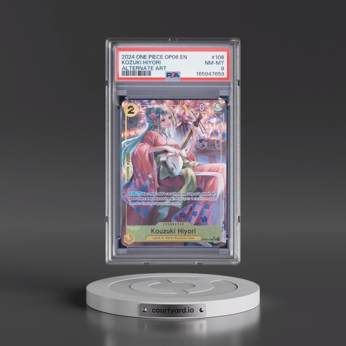 2024 One Piece OP06-Wings of the Captain #106 Kozuki Hiyori - Alternate Art (PSA 8 NM-MT)