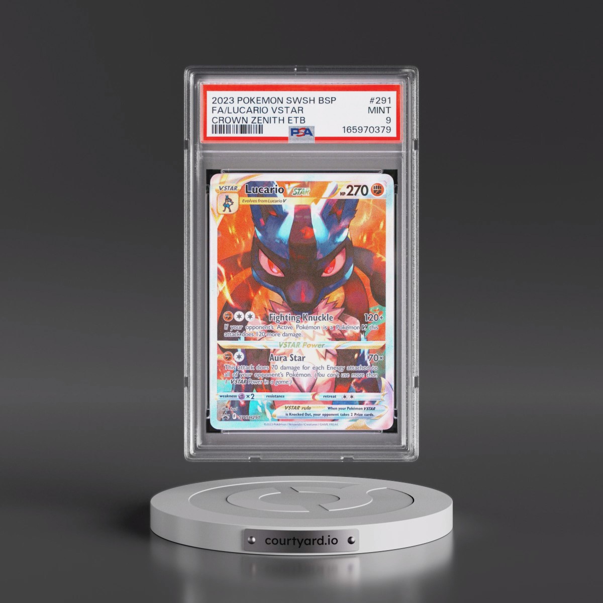 2023 Pokémon Swsh Black Star Promo #291 Lucario Vstar - Full Art Crown Zenith Elite Trainer Box (PSA 9 MINT)