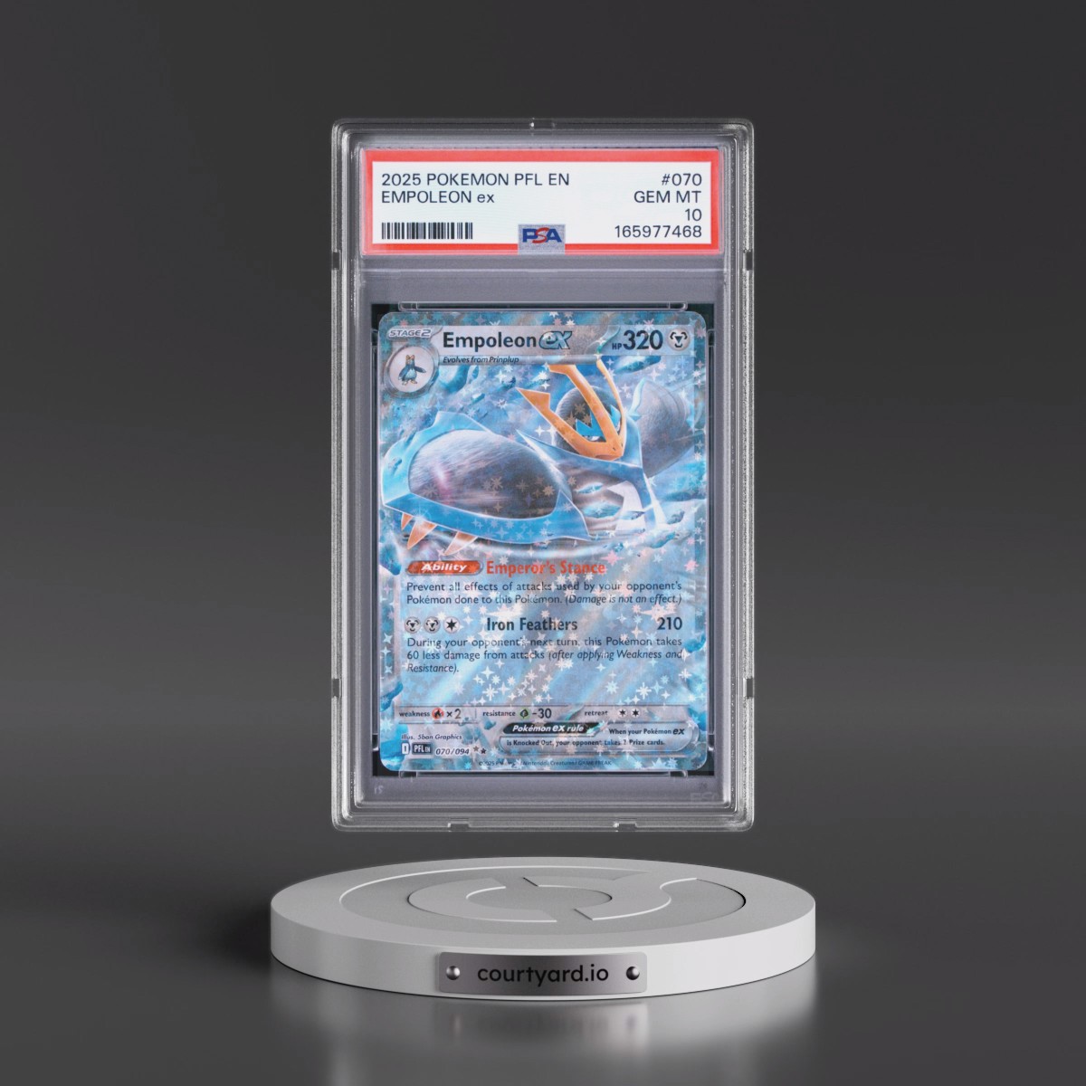 2025 Pokémon Pfl EN-Phantasmal Flames #070 Empoleon EX - Holo (PSA 10 GEM MINT)