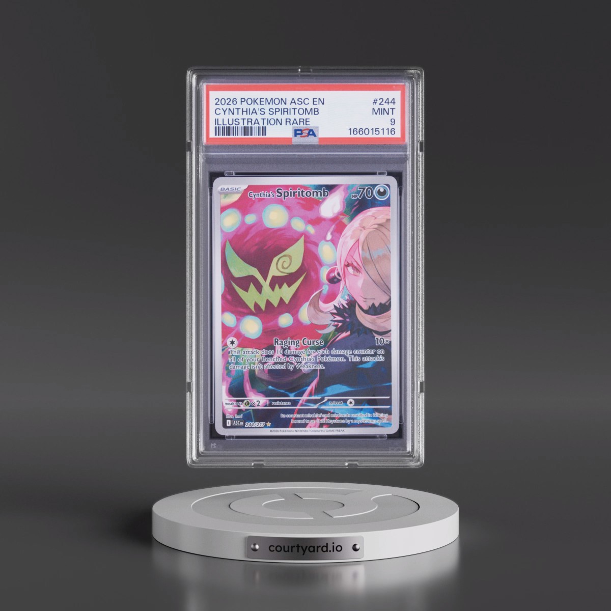 2026 Pokémon Asc EN-Ascended Heroes #244 Cynthia's Spiritomb - Illustration Rare (PSA 9 MINT)