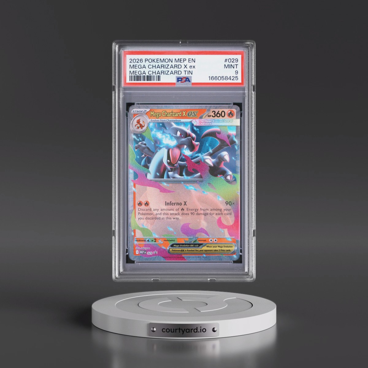2026 Pokémon Mep EN-Me Black Star Promo #029 Mega Charizard X EX - Holo Mega Charizard Tin (PSA 9 MINT)
