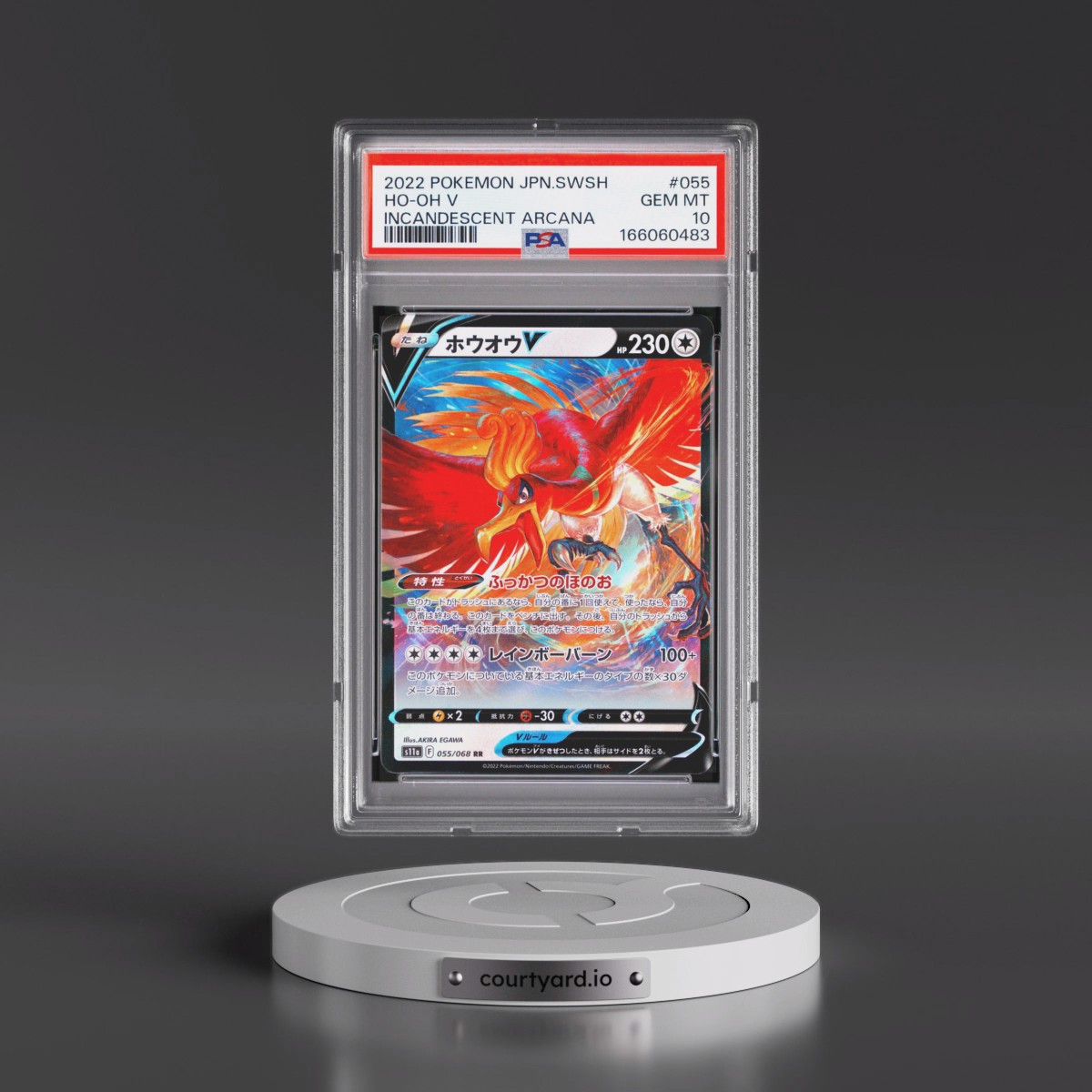 2022 Pokémon Sword & Shield Incandescent Arcana #055 HO-Oh V - Holo (PSA 10 GEM MINT)